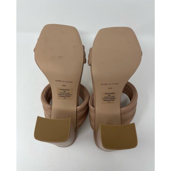 Steve Madden TAHINI Nude Heel Sandal Women's Puff Strap Square Toe Size 10M‎ - Picture 5 of 8